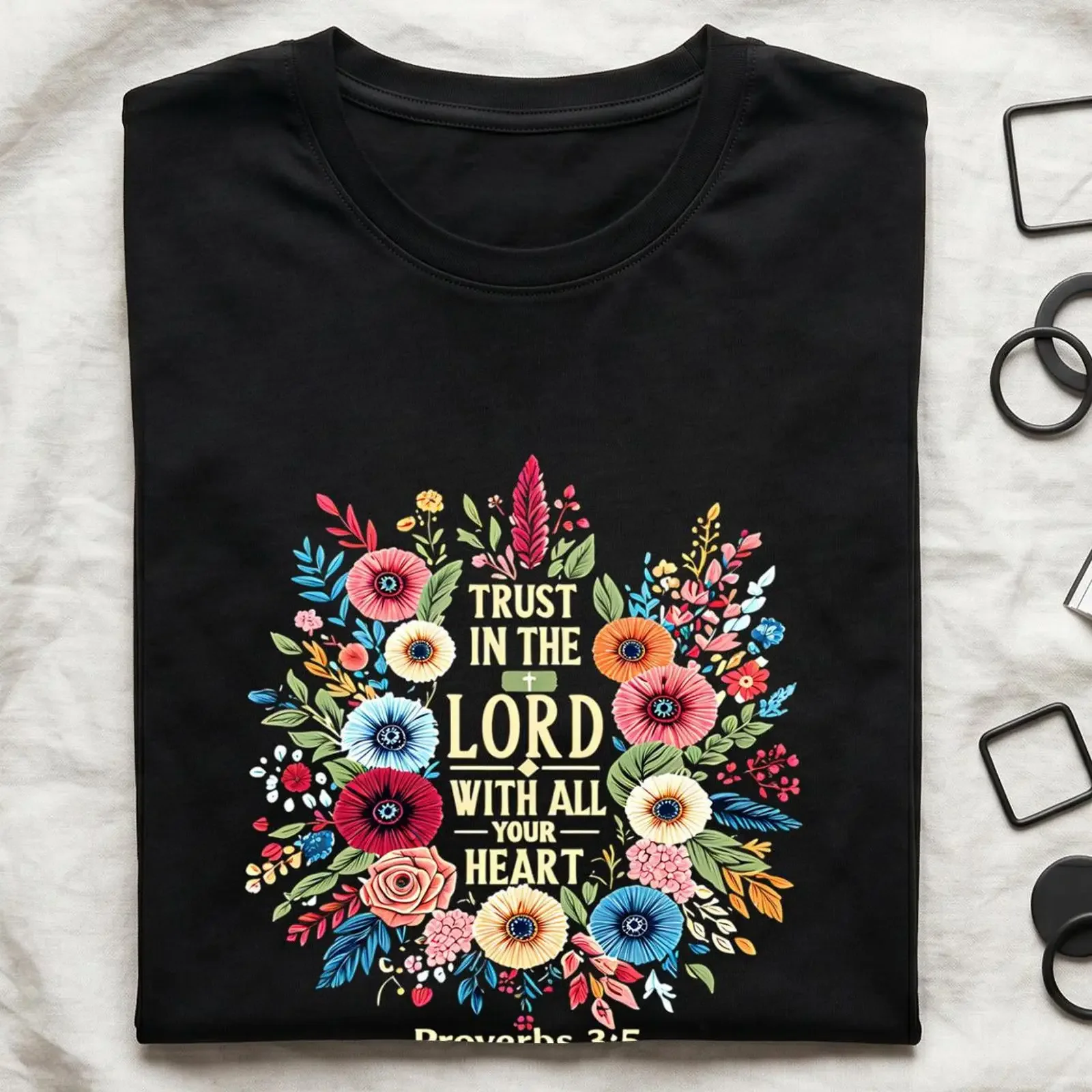 Floral Trust In The Lord Proverbs 3 5 T Shirt Catholic Marian Mother Faith Filled Sunday Mass Religious Devotional vintage