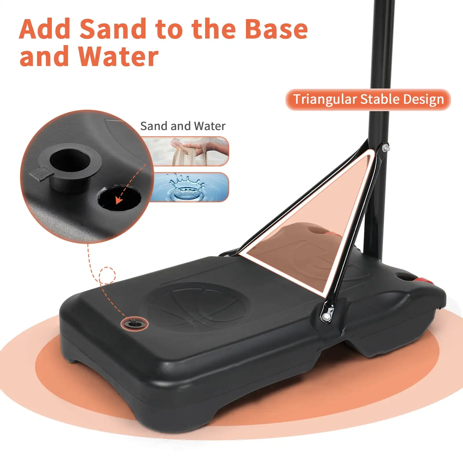 Ktaxon 33인치 휴대용 농구 골대 스탠드, 6.5-8피트 조절 가능한 농구 골대 시스템, PVC 백보드 포함 실내/실외