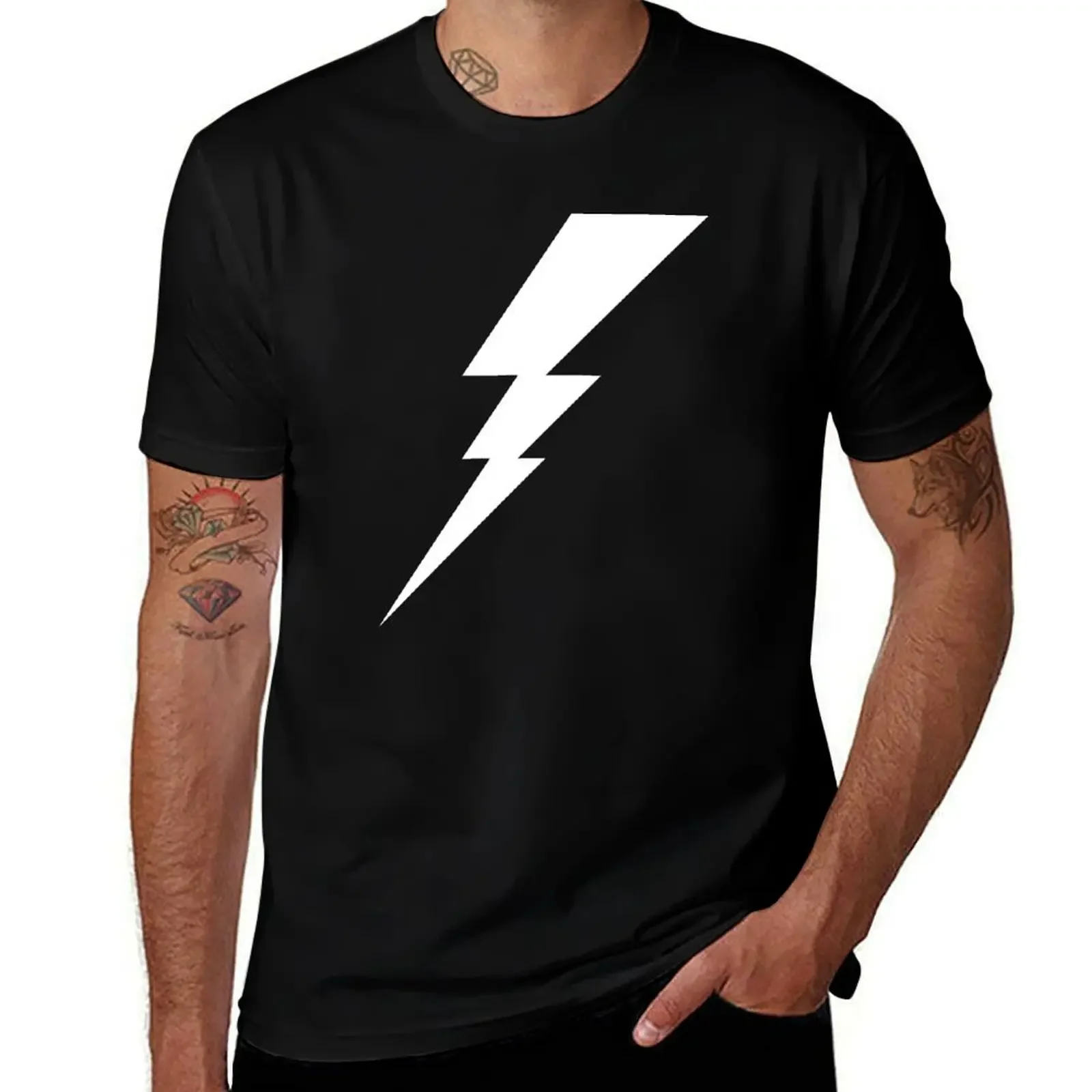 Black And White Geometric Shape Lightning Bolt T-Shirt custom t-shirts kawaii clothes t shirts for men cotton