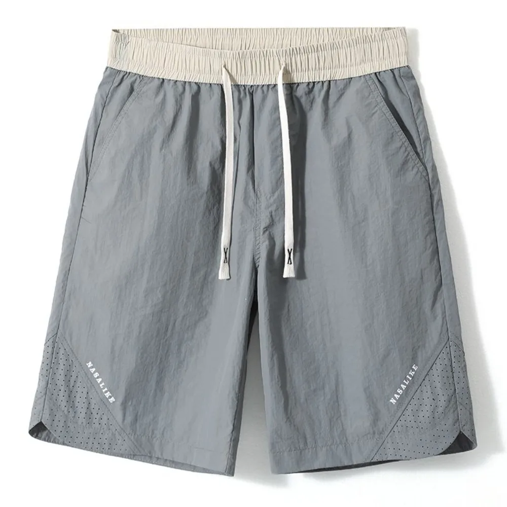 

Men Shorts Mesh Breathable Quick Dry Casual Loose 5-Point Pants Summer Light Weight Thin Sports Draw Rope Beach Shorts New