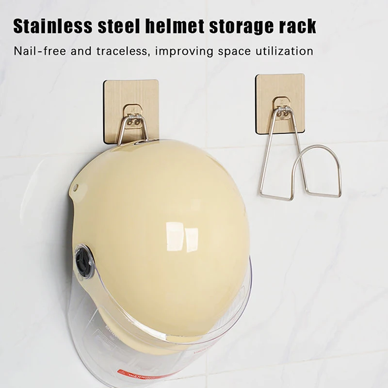 Motorcycle Helmet Rack Wall Mount Metal Bike Helmet Holder Mount Stainless Steel Bicycle Helmet Display Hanger Stand