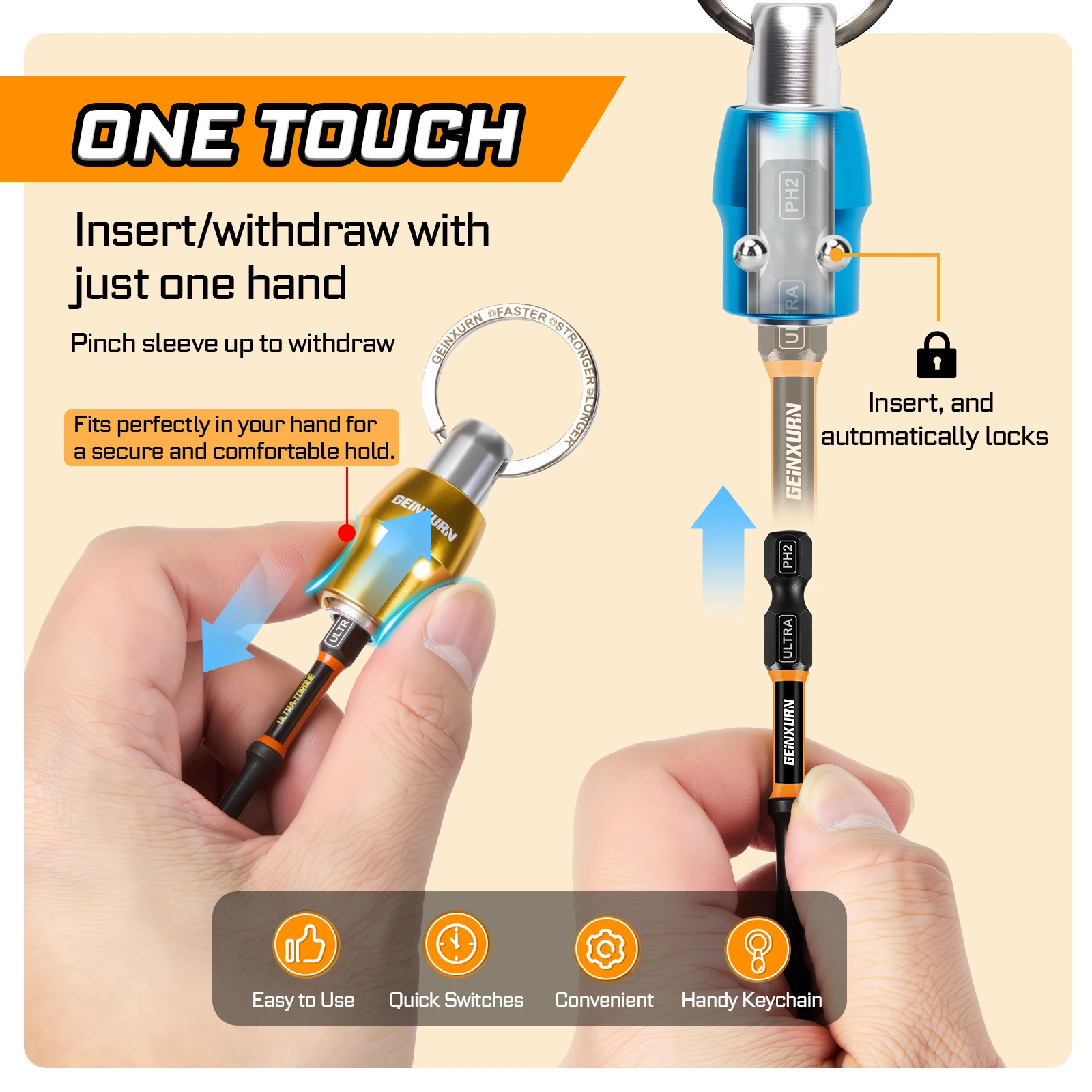 Geinxurn Keychain Bit Holders Set,1/4