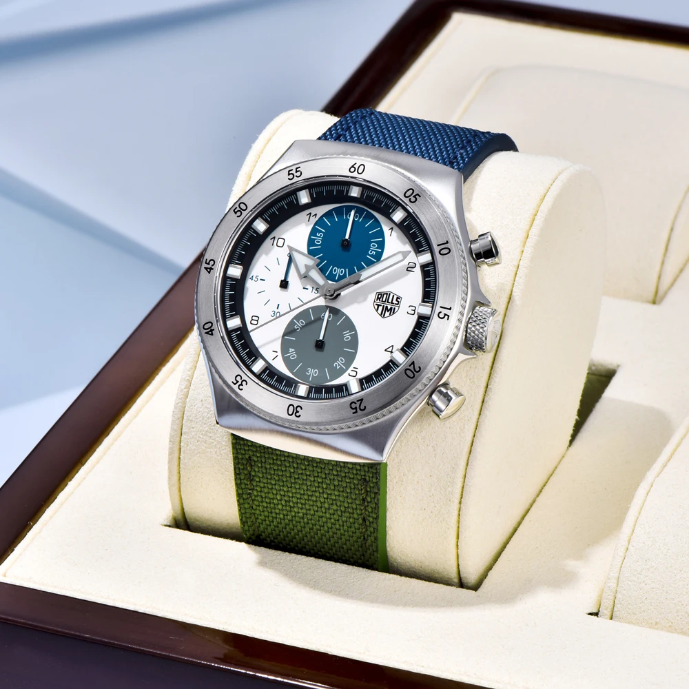 2025 جديد RollsTimi ساعات رجالية العلامة التجارية الفاخرة ساعة كوارتز للرجال متعددة الوظائف كرونوغراف مقاوم للماء مضيئة الجلود #3