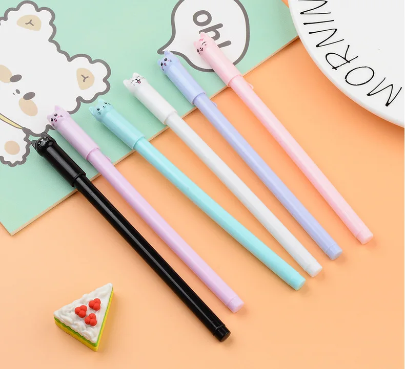Set of 6 Cute Kitten Gel Pens, Suitable as Party Gifts for Boys and Girls, School Supplies, and Presents