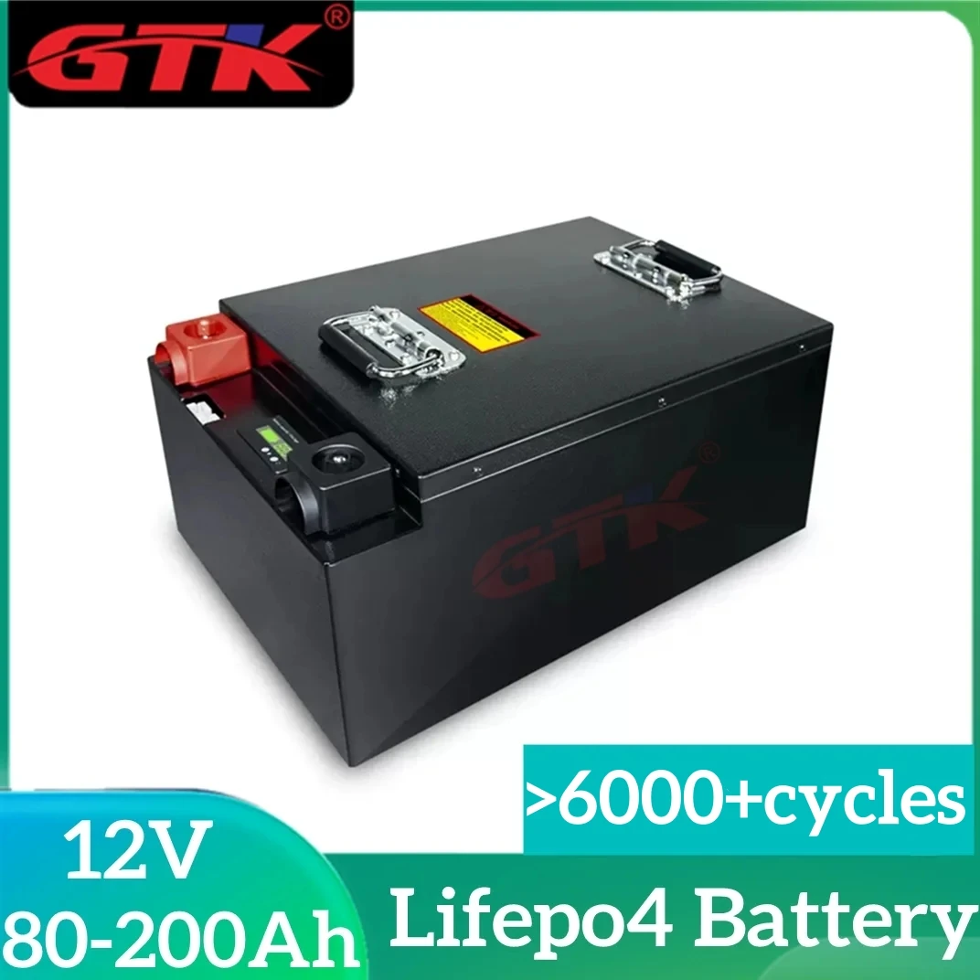 GTK Lifepo4 Battery 12V 200Ah 80Ah 100Ah 120Ah 150Ah 180Ah Akomulator Batteria for Solar Panel Wind Energe Emergency Lighting RV