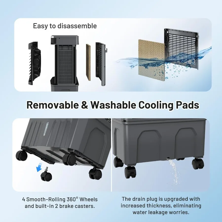 2800 CFM Evaporative Air Cooler with Remote Control for Indoor and Outdoor Use 8.2 Gallon Portable Swamp Cooler with 12-Hour Ti