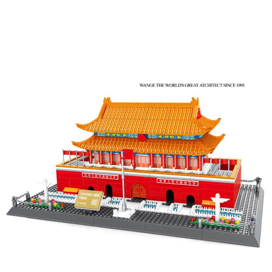 Modello di architettura di fama mondiale in Cina Pechino Tiananmen Collezione di giocattoli educativi in mattoni da costruzione quadrati per regalo per bambini