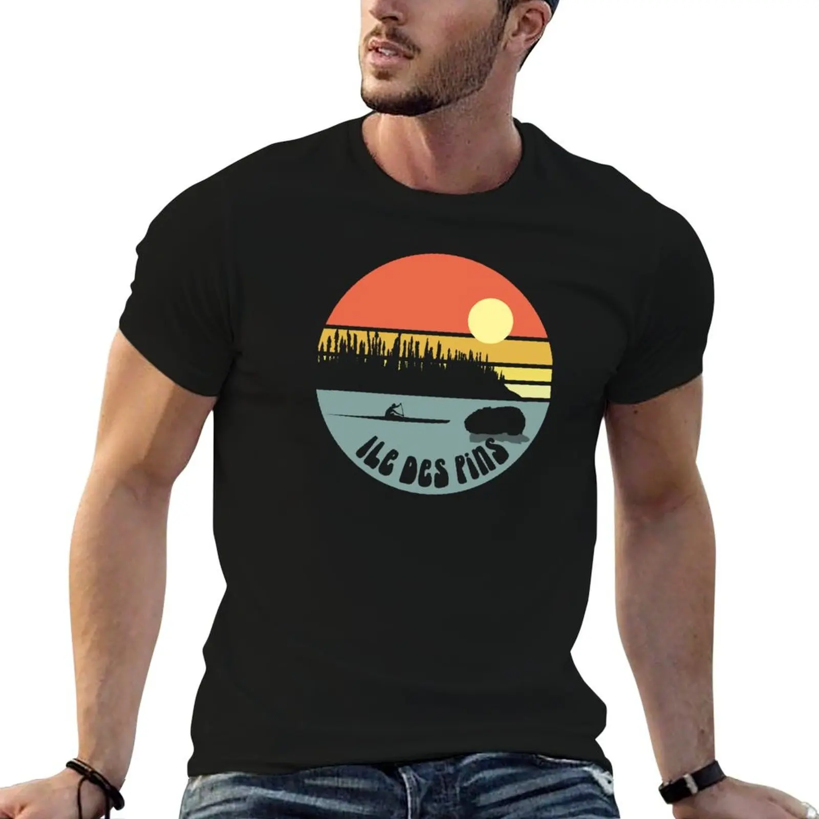 تي شيرت برسوم جرافيك للرجال تي شيرت أبيض Pays Kanak Ile تي شيرت Kanaky Pins des man