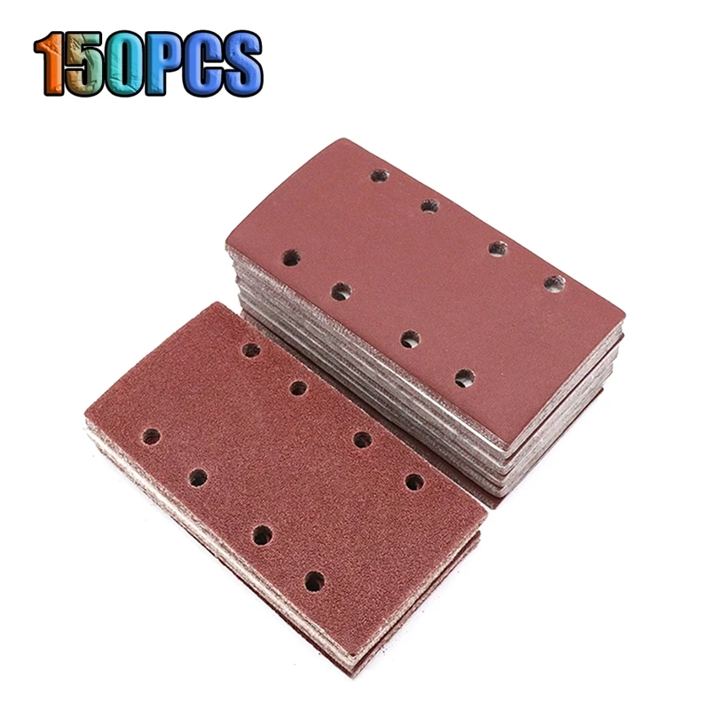 9.5X18.5Cm 60-2000Grit 8Holes Sander Sandpaper Furniture Sanding Turning Finishing Sand For Square And Wet 150PCS