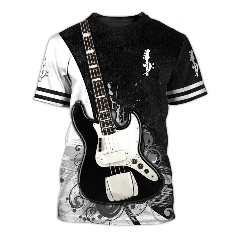 

Vintage T Shirt For Men 3d Guitar Print T-shirts Short-sleeved Oversized Tops Hip Hop Harajuku Streetwear Unisex Clothing Tees