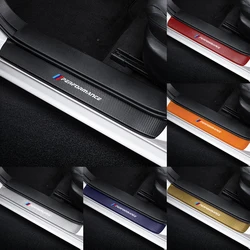 Car-styling 4Pcs Performance Emblem Carbon Fiber Auto Door Sill Scuff Protection Stickers For BMW M F31 F34 F32 E52 E53 E60 E90