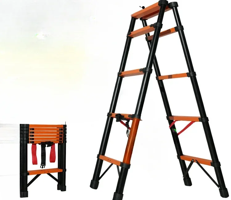 Herringbone Ladder Walking Household Folding And Telescopic Aluminum Alloy Thickened Engineering Lifting Woodworking Ladder