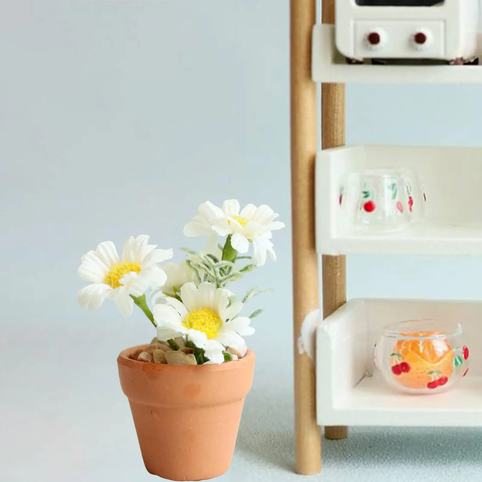 5x 1:6 escala casa de bonecas em vaso flores cena fada jardim sala micro paisagem móveis mini bonsai artificial modelo ornamentos