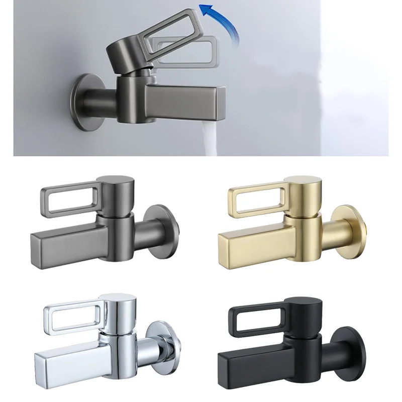 

Brushed Gold Wall-Mounted Single Cold Water Faucet Quick-Opening for Balcony Mop Pool Use Household Wash Basin Decorative Tap