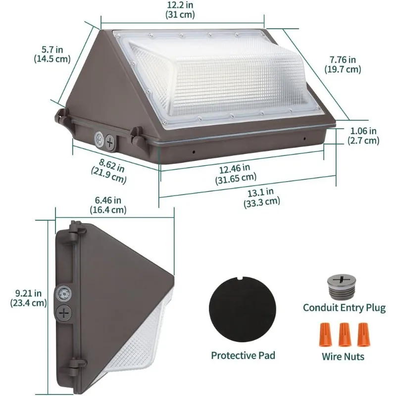 Paquete de iluminación LED para exteriores, luz diurna de 60W, 7800lm, 5000K, 100-277V, accesorio impermeable con fotocélula Dusk to Dawn