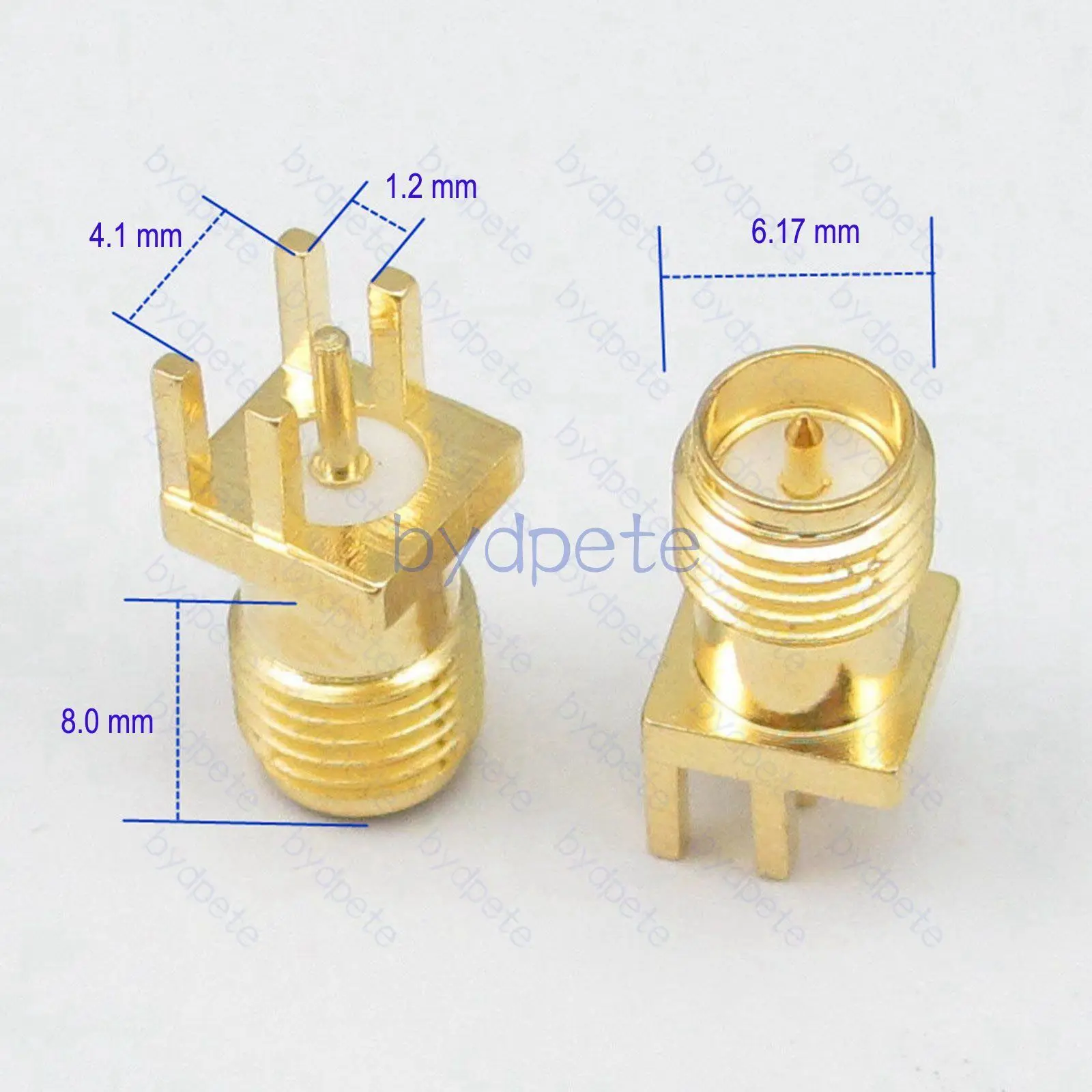 

RP-SMA Female Connector 1.2mm 4.1mm Socket PCB Edge Mount Square Panel Solder RF