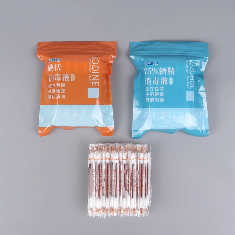 50PCS/Lot First Aid For Children Adults Baby Medical Alcohol Disposable Emergency Cotton Stick Iodine Disinfected Swab