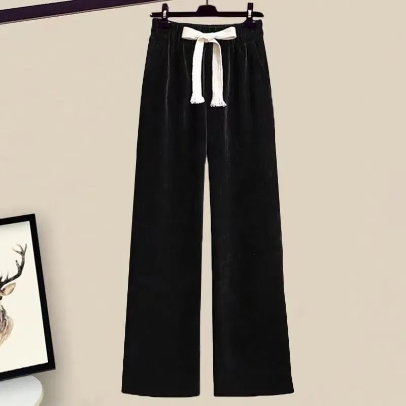 チェック柄長袖Vネックボタンカーディガン トップス 伸縮性ハイウエストカジュアルファッションパンツ レディーススーツ