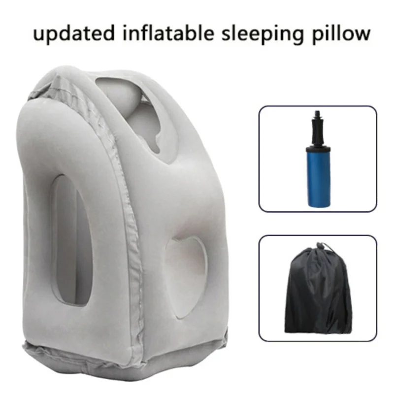 

Inflatable Travel Pillow Travel Accessories For Long Haul Flights,Cars,Buses,Trains,Office Napping Sleeping Gray