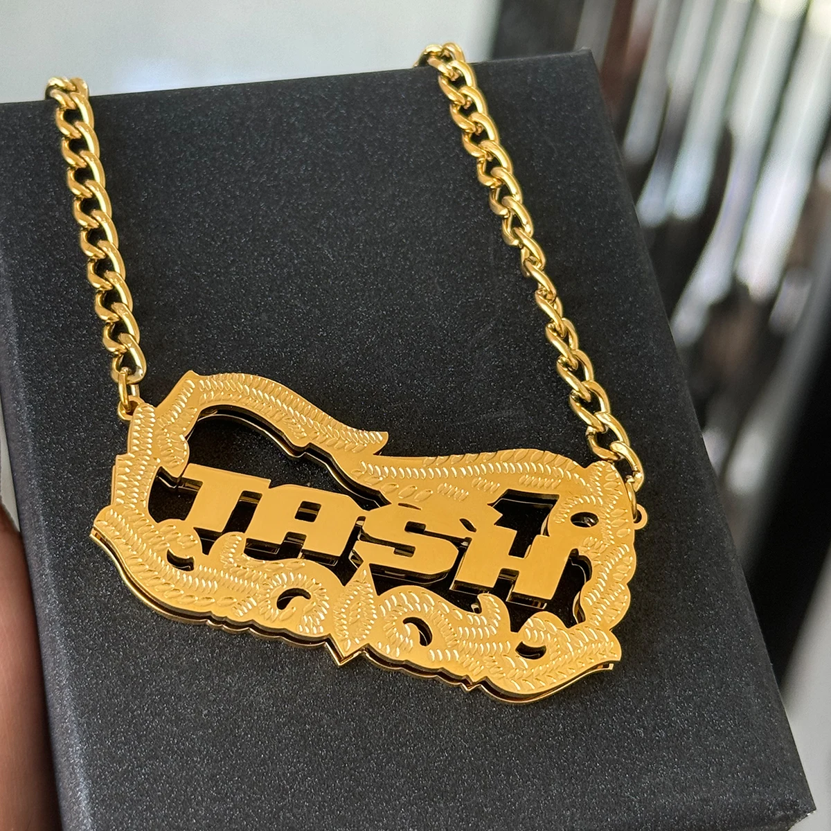 Stainless Steel Custom Name Necklace Double Layer Gold Plated Necklace For Women Men Anniversary Gift For Family Couple Jewelry