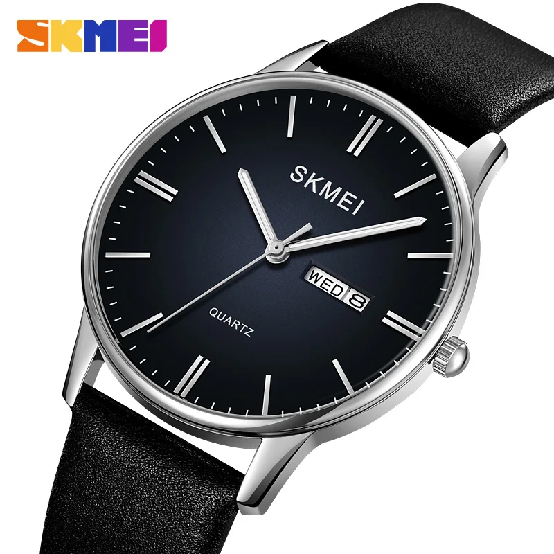 SKMEI Men Watches Business Wrist Watch Luxury Leather Strap Analog Watches Quartz Wristwatch Clock Men Women Casual Simple Watch