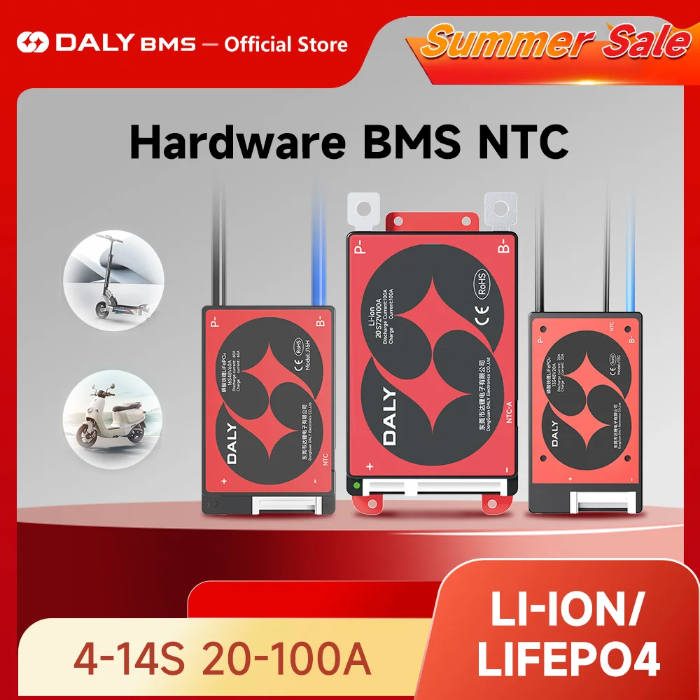 Bateria Li-ion DALY BMS18650 NTC 10S 36V 13S 48V 20A 40A 60A com Proteção de Corte por Temperatura Baixa e Alta e Balanceamento DalyBMS