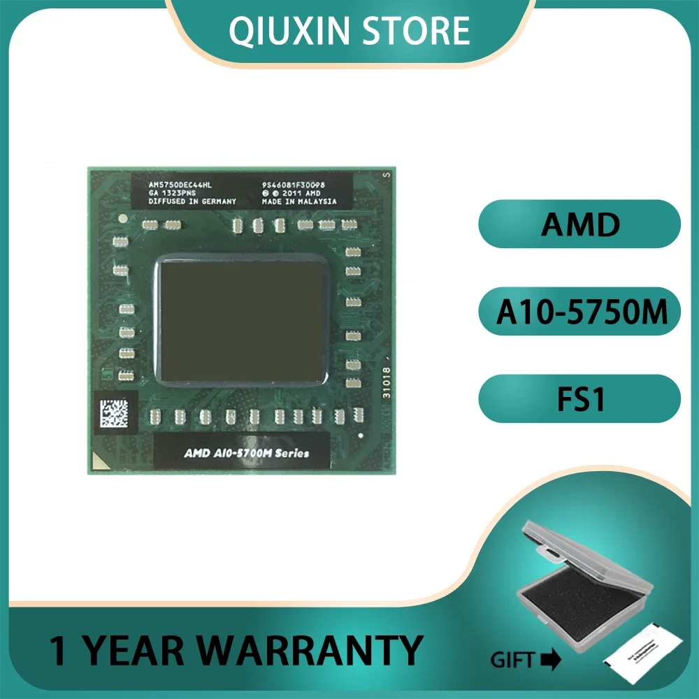 AMD A10-Series A10-5750M A10 5750M CPU 2.5 GHz Quad-Core Quad-Thread  Socket FS1 Processor 35W AM5750DEC44HL