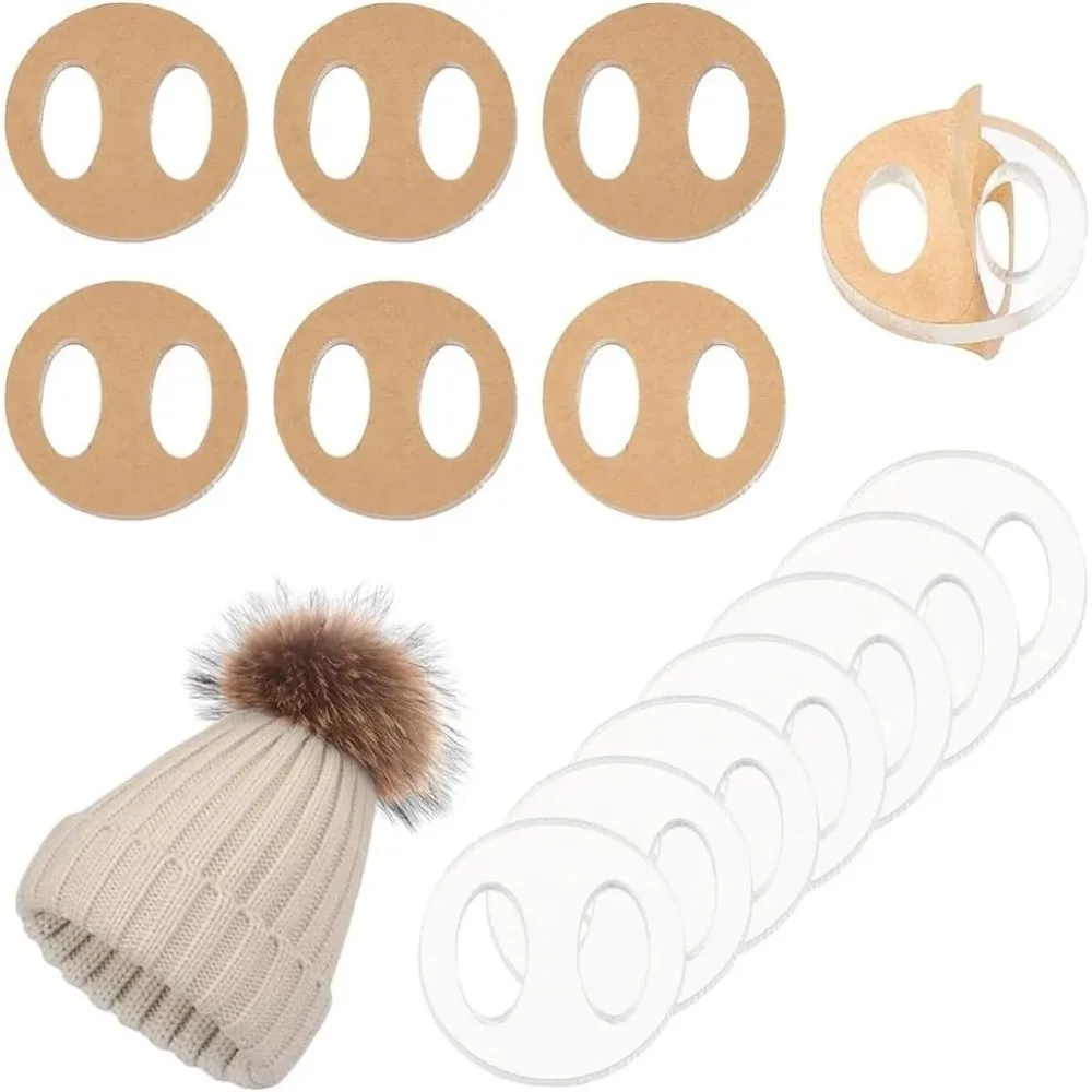 50PCS Acrylic Hollow Pom Removable Button Flat Round Hat Pom Holder Knitted Hat Making Fastener Tool