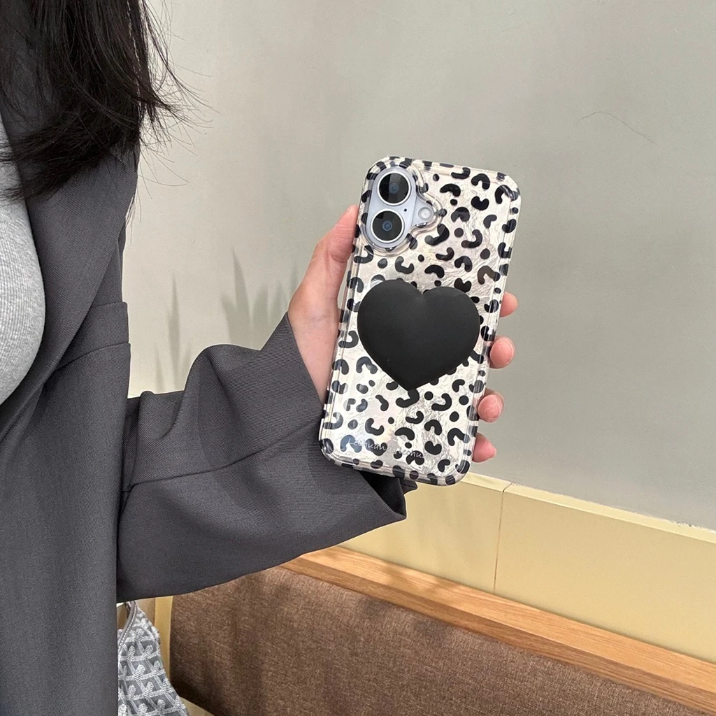 Geavanceerde zilveren luipaardprint tinfoliepatroon met lanyardhouder schokbestendig telefoonhoesje voor iPhone 16 15 14 13 Pro Max