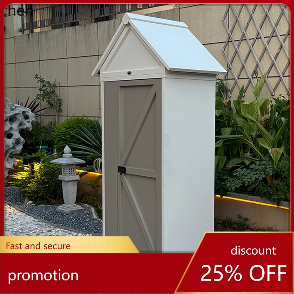 

HXL Balcony Terrace Storage Cabinet Outdoor Tool Room Metal Large Storage Cabinet Miscellaneous Courtyard Garden