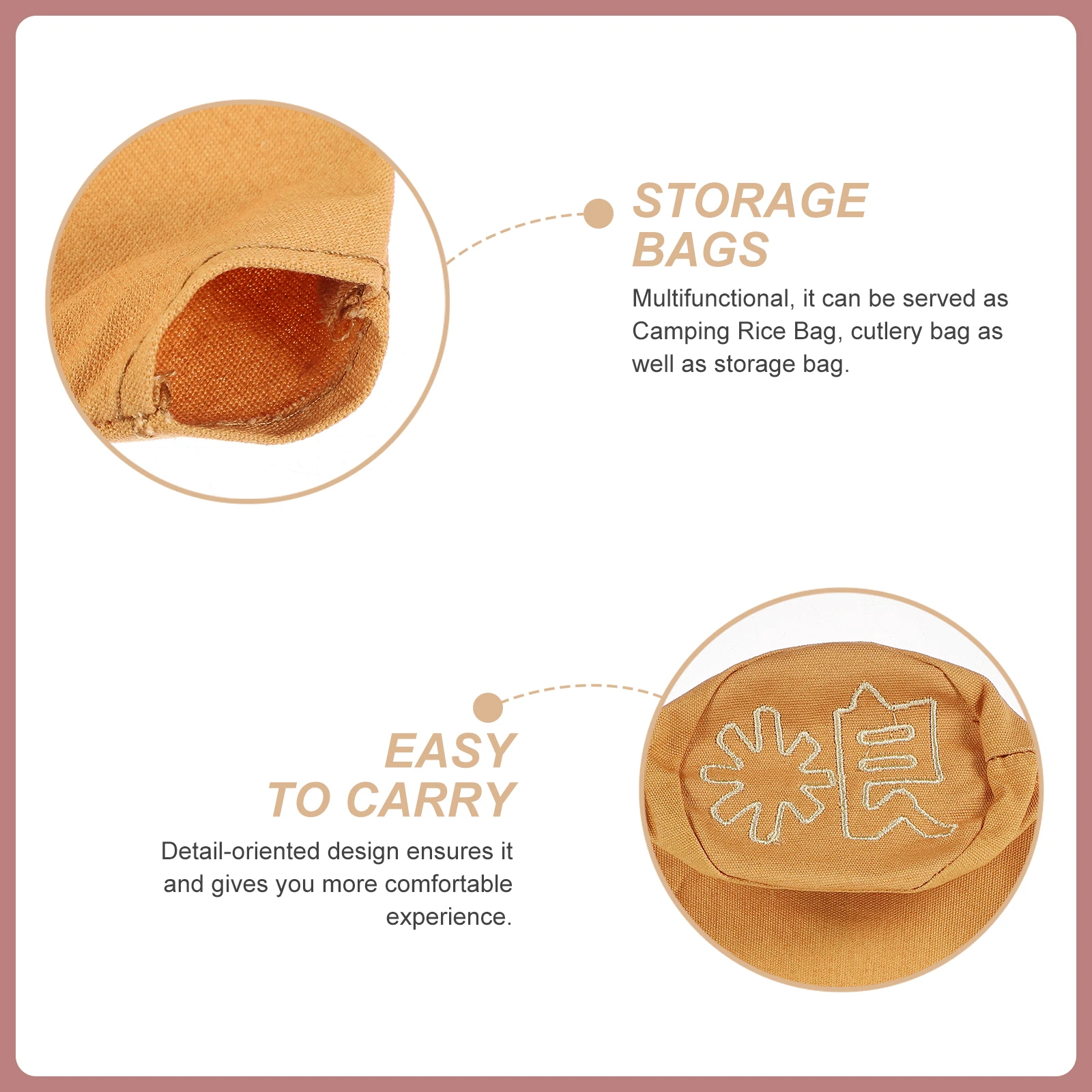 

Large Capacity Canvas Drawstring Rice Storage Bag Multifunctional Camping Grain Holder Portable Outdoor Rice Pouch for Picnic