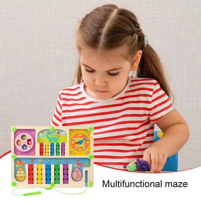 Madeira Cor Classificando Brinquedos para Crianças, Cartoon Magnetic Maze Toy, Shape Sorting Game, Cute Learning Toys, Melhora as Habilidades Motoras Finas