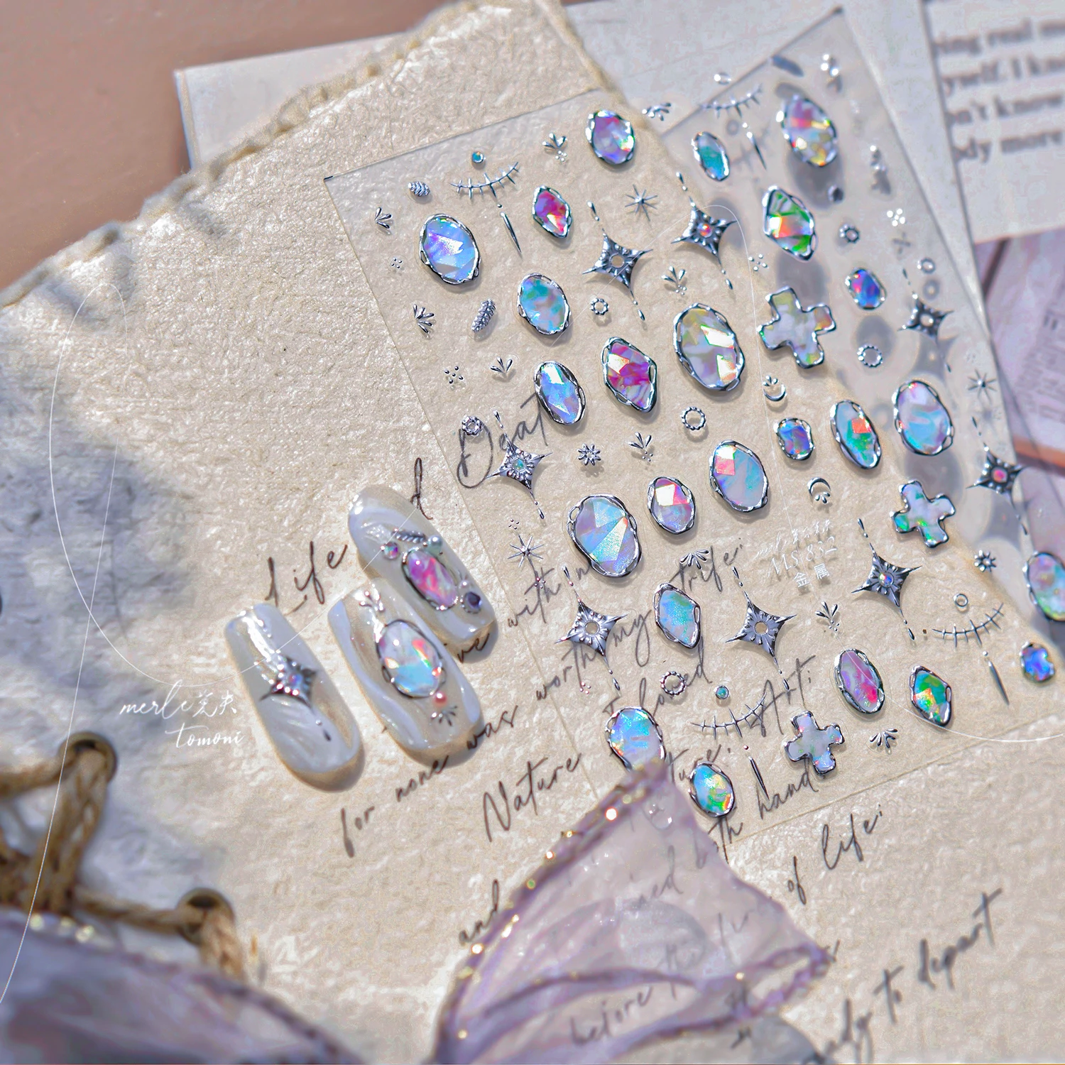 5D สร้างสรรค์ผีเสื้อสติกเกอร์เล็บแฟชั่นวินเทจเล็บอุปกรณ์เสริมธรรมชาติ Niche สไตล์อุปกรณ์ตกแต่งเล็บ