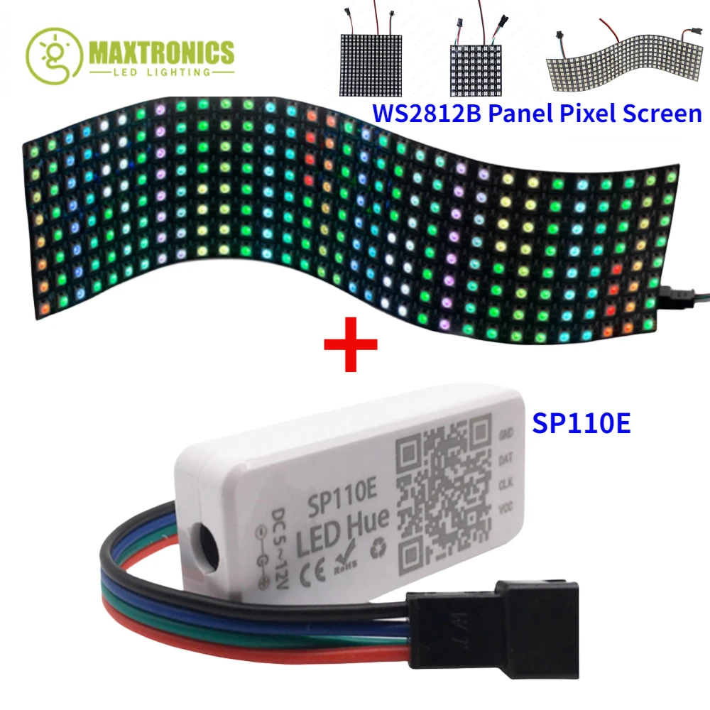 WS2812B RGB Digital elastyczny, indywidualnie adresowalny ekran panelu pikseli DC5-24V regulator pikseli lub zestawy Bluetooth SP110E