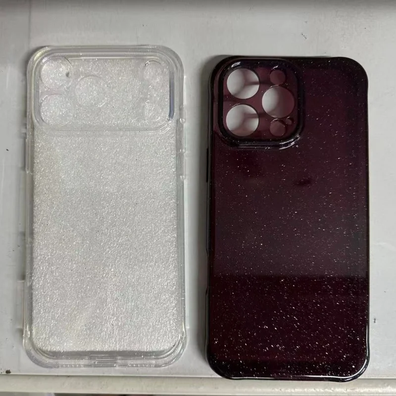 Bling Glitter PC TPU Hybrid Case for Apple iPhone 18 17 16 15 Pro Max Hard Clear Transparent Lens Protection Soft Bumper Cover