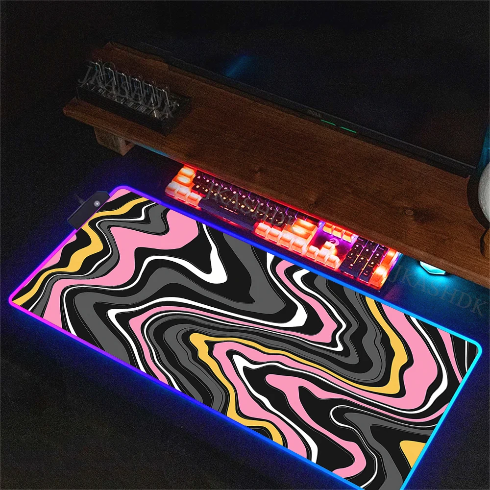Strata Liquid Mouse Pad LED Light Gaming Waterproof Large Gamer RGB Mousepad Carpet Keyboard Mausepad PC Play Mat with Backlight
