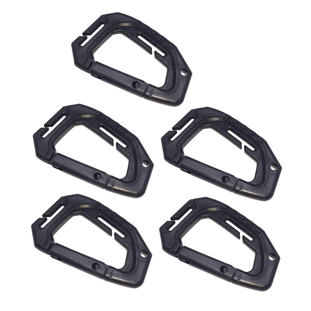 

5pcs Multifunctional Carabiner Clips Outdoor Hanging Hooks Outdoor Climbing D Shape Buckle Climbing Button (Black)