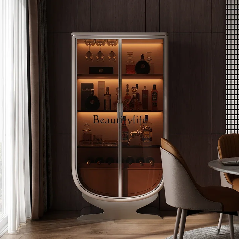 

yj5 Italian wine cabinet luxury storage modern light luxury living room wall single and double door wine cabinet