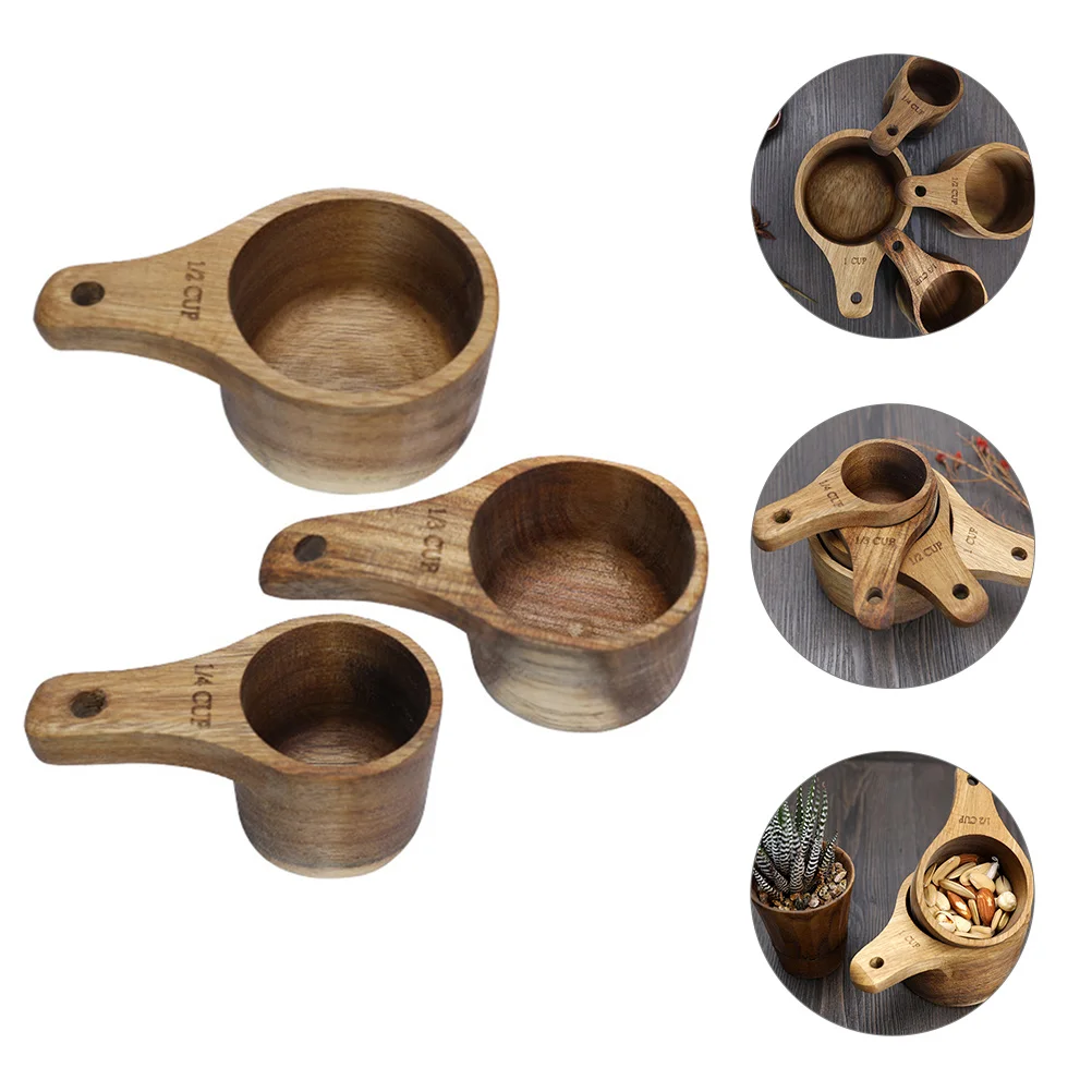 3 Pcs Wooden Quality Spoon Kitchen Scoop Coffee for Ground Natural Bean Measuring Spoons