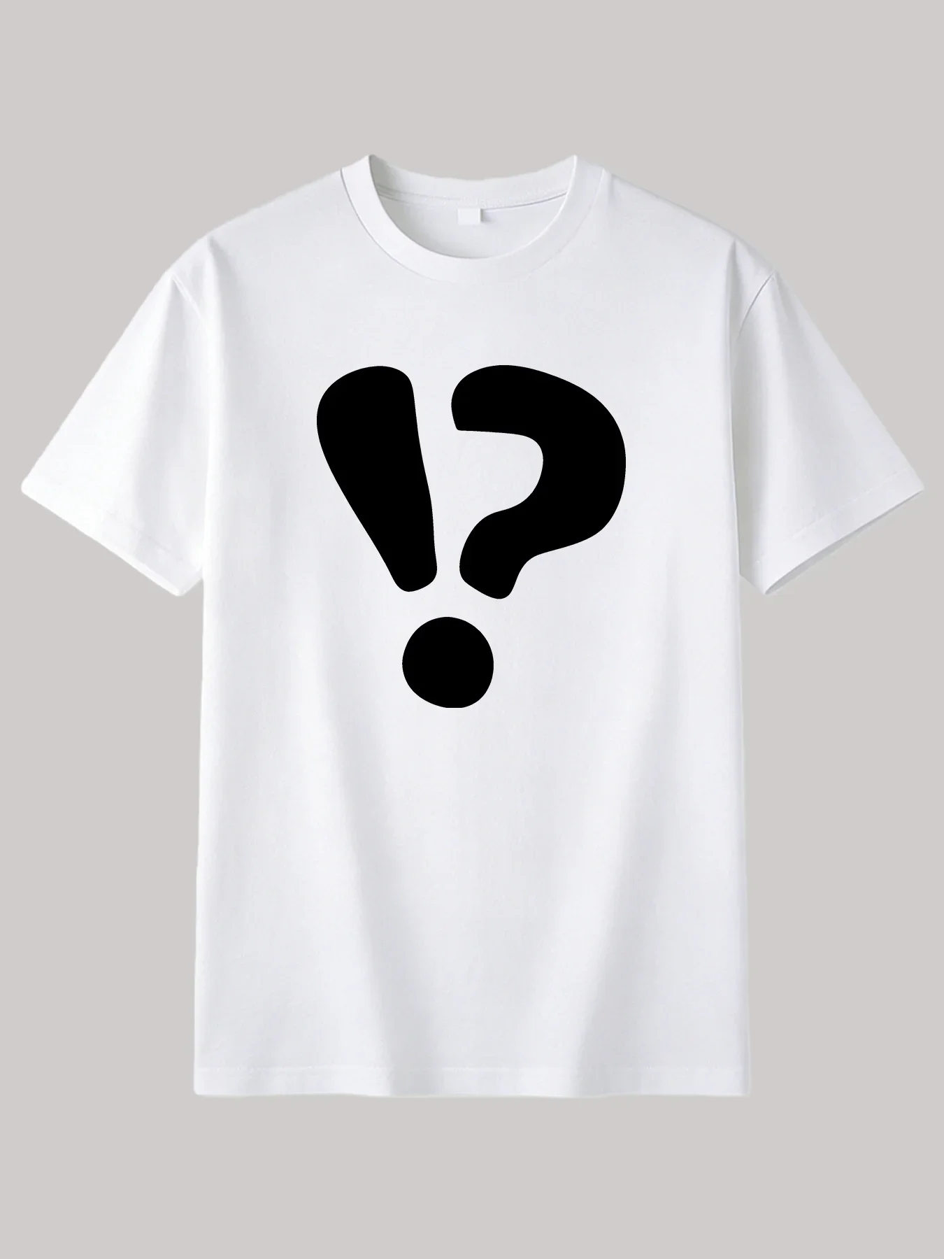 Boys Girls Casual Tee Simple White Exclamation Question Mark Symbol Pattern Short Sleeve Crew Neck Children Fashion Tshirt