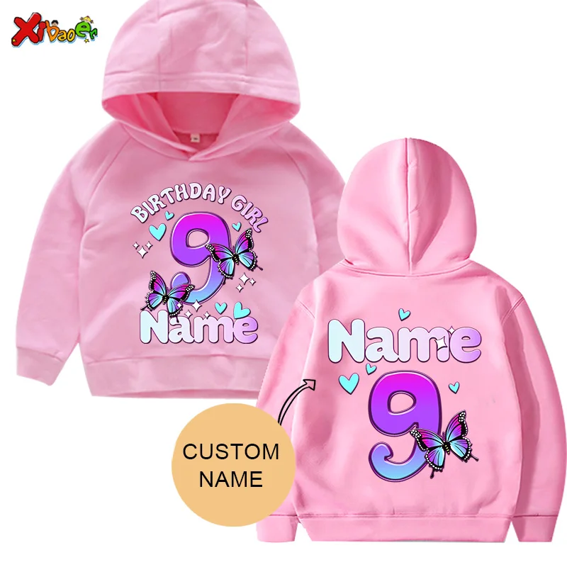 

Girls Birthday Hoodies Girl Sweatshirts Front Back Pullover Toddler Baby Clothing 9 Years Old Girl Outfit for Kids Clothes Girl