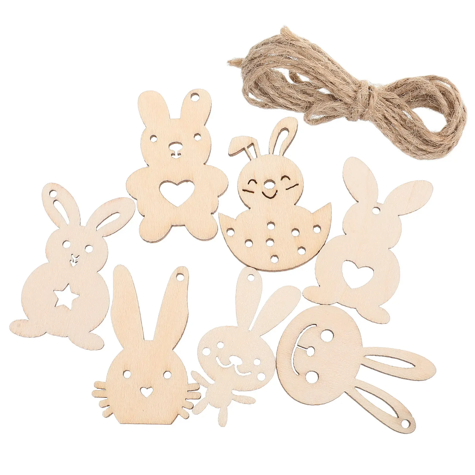 

7 Pcs Home Decor Easter Craft for Kids Blank Bunny Cutouts Diy Ornaments Paint Khaki