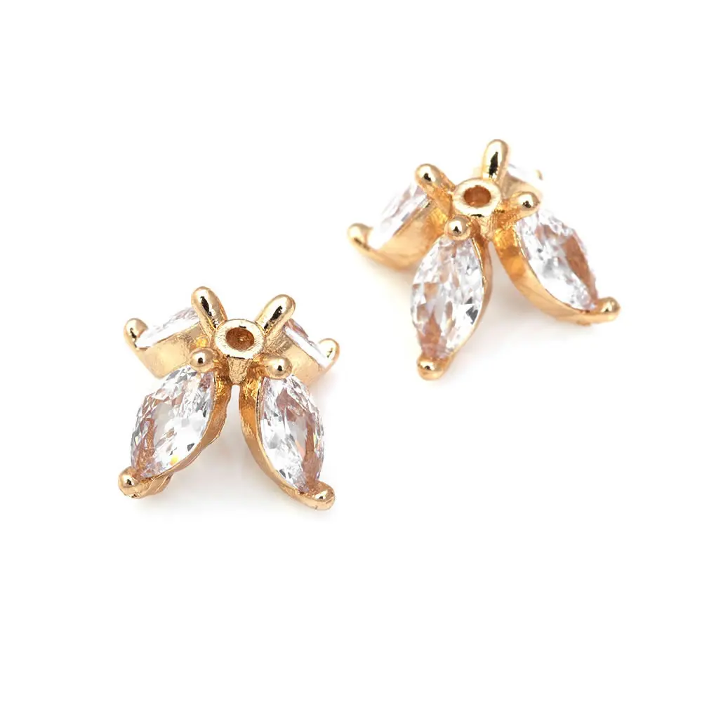 18K Gold Color Brass and Zircon Flower Beads Caps Jewelry Earrings Beads Making Supplies Diy Findings Accessories image 3