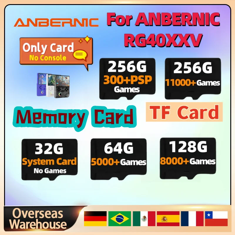 ANBERNIC RG40XXV TF Card Memory Card Retro Handheld Game Console Video Game Console Card Preloaded Games Universal 256G PSP Gift