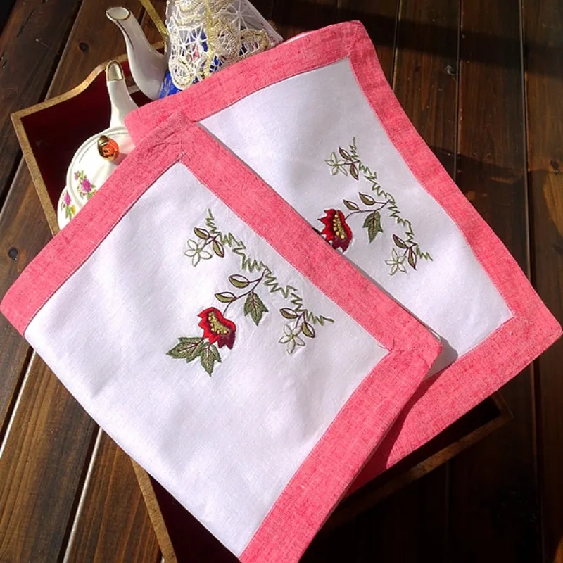 2 pezzi tovaglietta ricamata in puro cotone stile country americano fodera decorativa 27X40CM 32X45CM fazzoletto in puro cotone