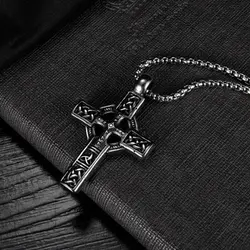 Trinity Celtic Cross Necklace Stainless Steel Triquetra Knot Irish Pendant  Jesus Crucifix Cross