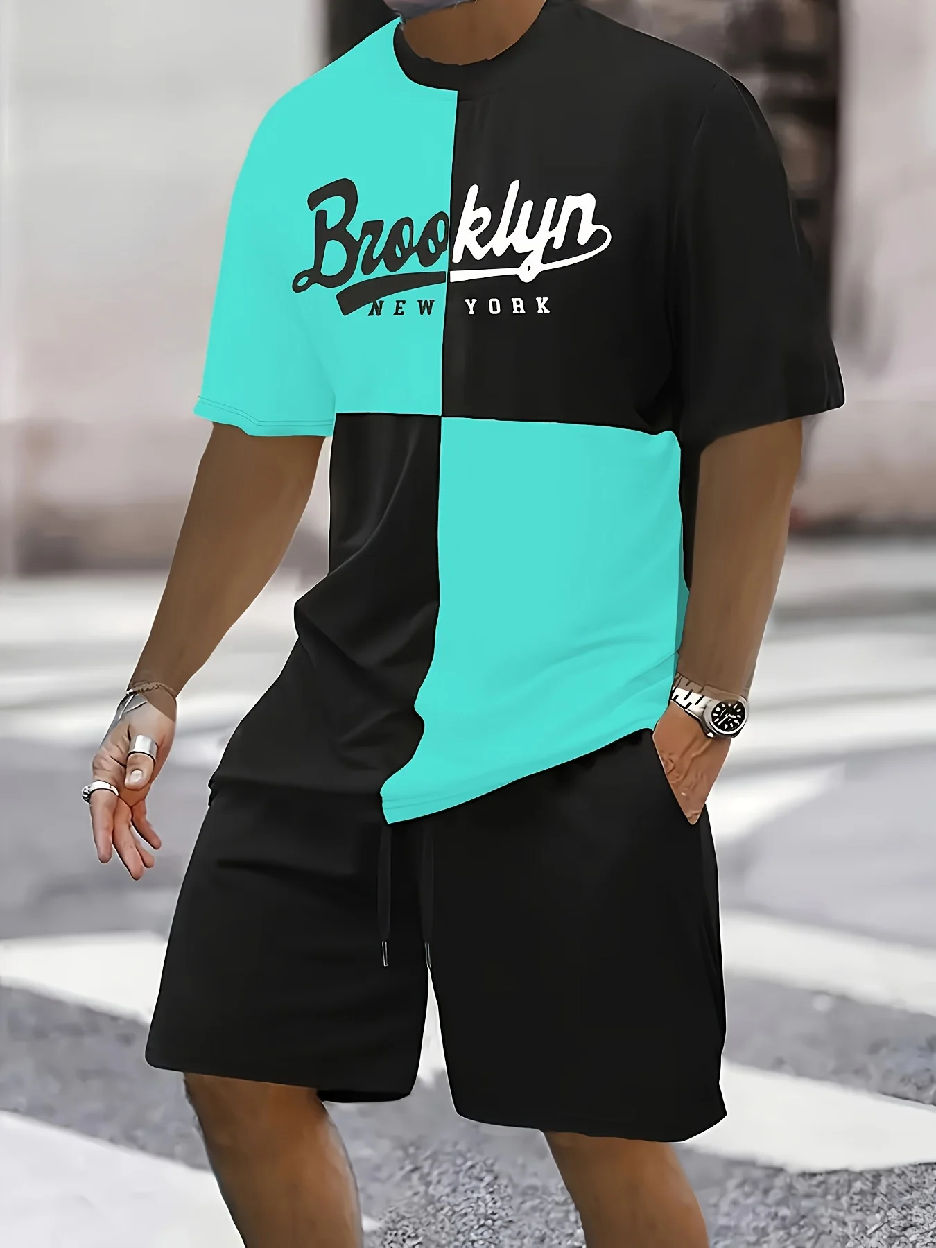 

The new summer fashion of 2025:3D printed men's sportswear with short sleeves and shorts