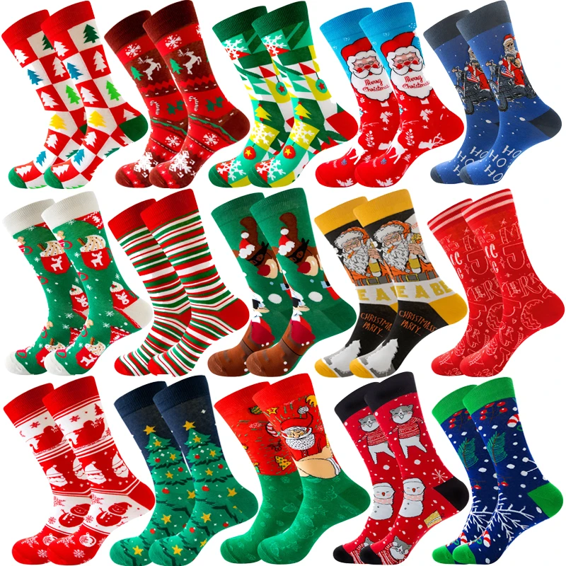 Hommes Femmes Chaussettes Amoureux Noël Halloween convoquer Santa Elk Cadeau ixBiscuits Neige Heureux Drôle Marée Coton Chaussettes EU38-46