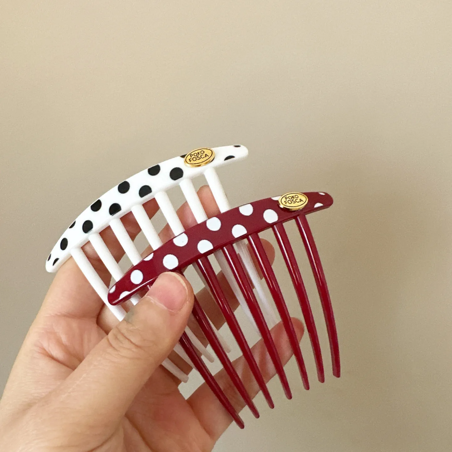 Vintage Polka Dot Reverse Comb for Princess Hairstyle High Crown Volume Flyaway Hair Fixer Korean Style Lightweight Resin