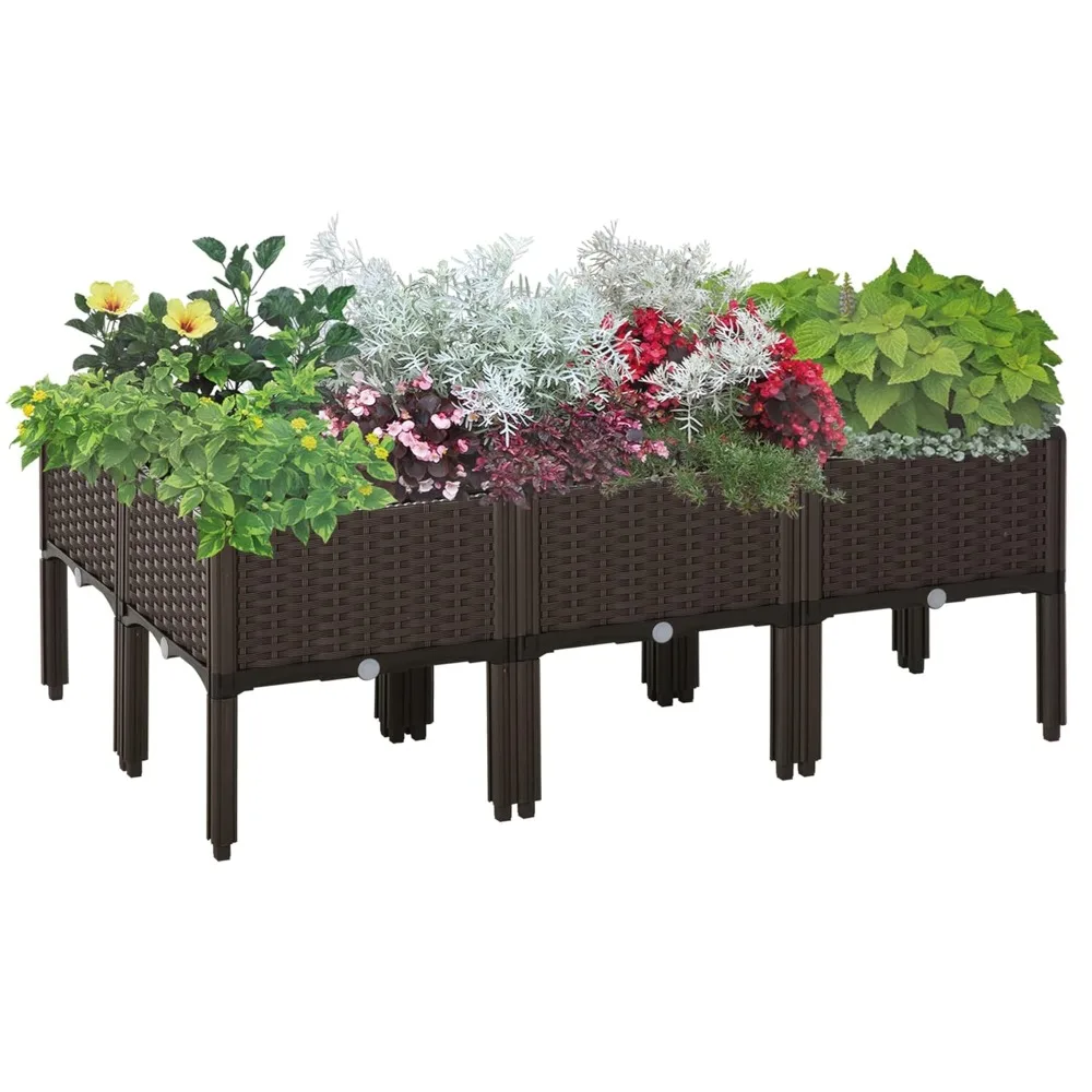 

6-piece Raised Flower Bed with Legs, Planting Box Type Raised Flower Bed, Customizable